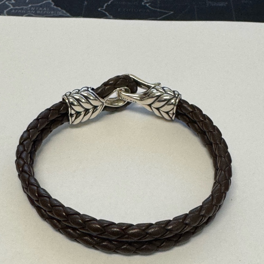 DAVID YURMAN BROWN LEATHER BRACELET W/STERLING SILVER CLASP - Picture 4 of 6